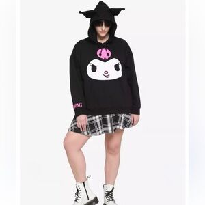 Hot Topic Black Kuromi by Sanrio Hoodie with Pink and White Design